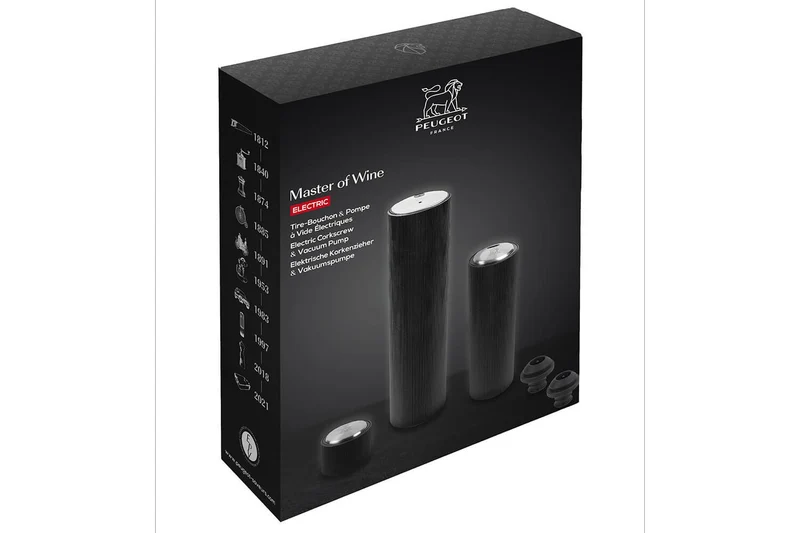Coffret Peugeot Master of Wine : tire-bouchon Line Reverse + pompe à vide Line Preserve électriques