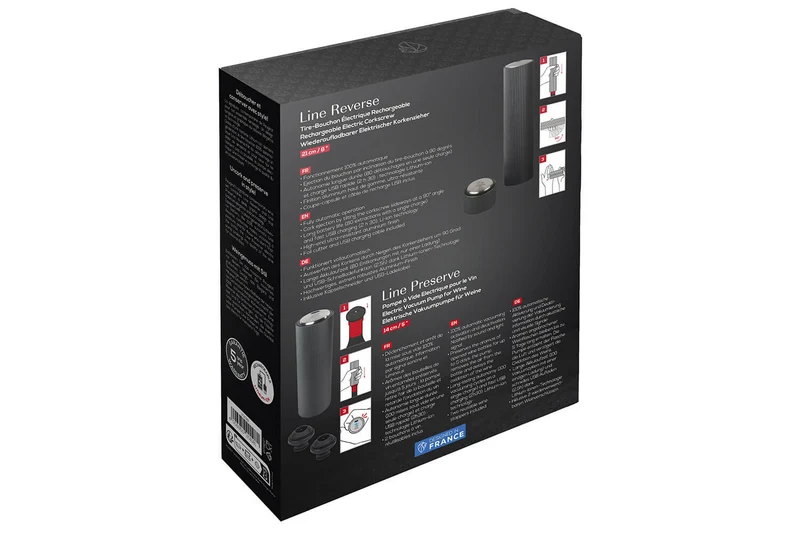Coffret Peugeot Master of Wine : tire-bouchon Line Reverse + pompe à vide Line Preserve électriques
