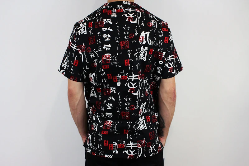 Veste de cuisine unisexe Egochef Leonardo caractères japonais 100% coton à manches courtes