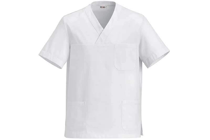 Veste de cuisine unisexe Egochef Leonardo blanche 100% coton à manches courtes