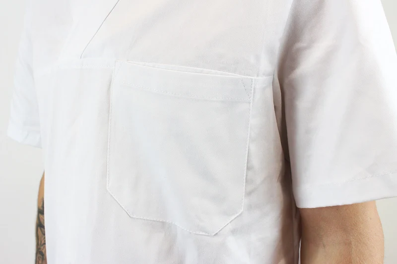 Veste de cuisine unisexe Egochef Leonardo blanche 100% coton à manches courtes