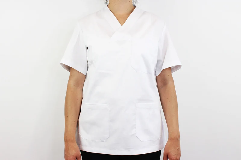 Veste de cuisine unisexe Egochef Leonardo blanche 100% coton à manches courtes