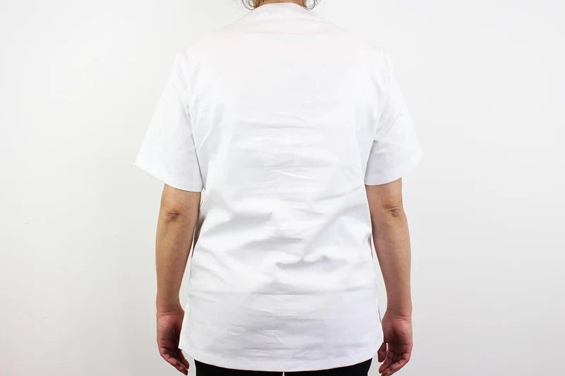 Veste de cuisine unisexe Egochef Leonardo blanche 100% coton à manches courtes