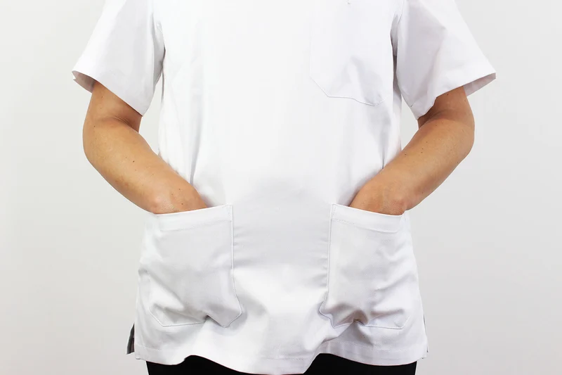 Veste de cuisine unisexe Egochef Leonardo blanche 100% coton à manches courtes