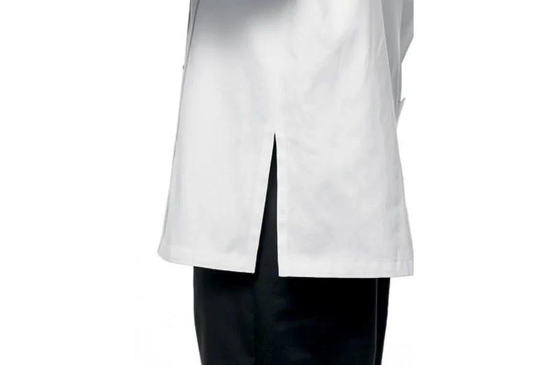 Veste de cuisine unisexe Egochef Leonardo blanche 100% coton à manches courtes