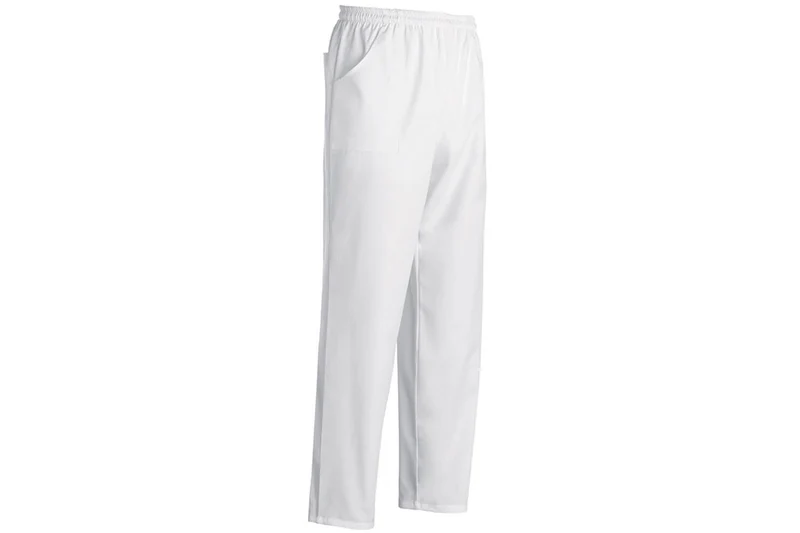 Pantalon de cuisine unisexe Egochef Coulisse blanc 100% coton à poches