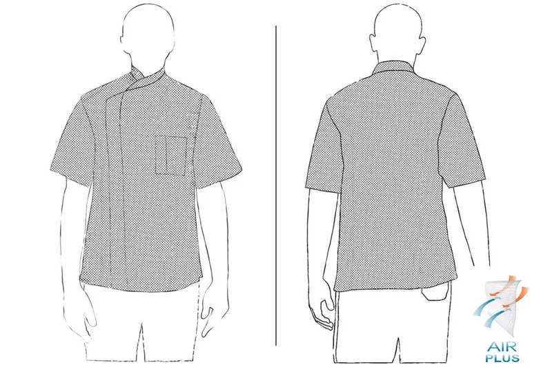 Veste de cuisine unisexe Egochef Pizzaiolo noire 100% Air Plus à manches courtes