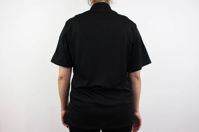 Veste de cuisine unisexe Egochef Pizzaiolo noire 100% Air Plus à manches courtes