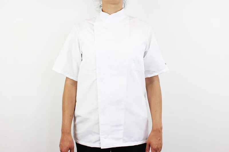 Veste de cuisine unisexe Egochef Ottavio Air Plus blanche 100% microfibre à manches courtes