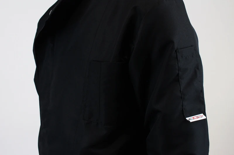 Veste de cuisine unisexe Egochef Ottavio Air Plus noire 100% microfibre à manches longues