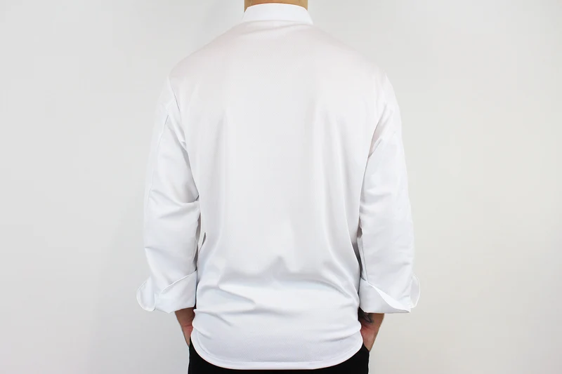 Veste de cuisine unisexe Egochef Ottavio Air Plus blanche 100% microfibre à manches longues