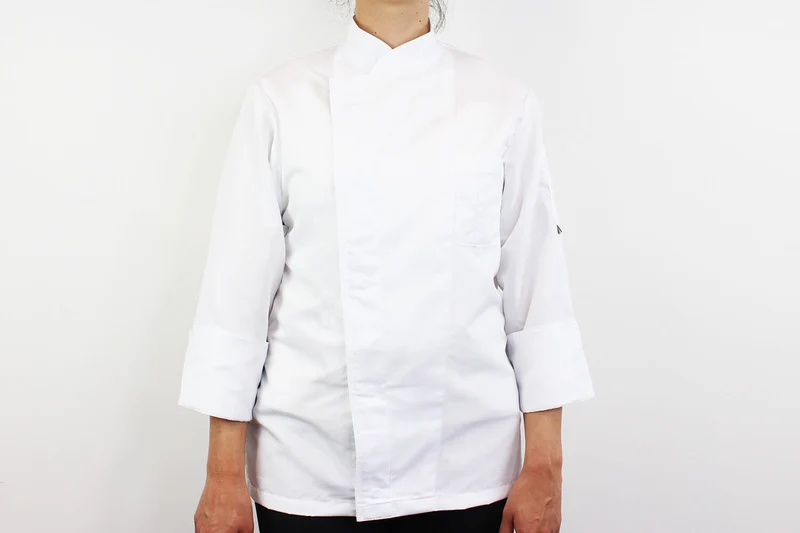 Veste de cuisine unisexe Egochef Ottavio Air Plus blanche 100% microfibre à manches longues