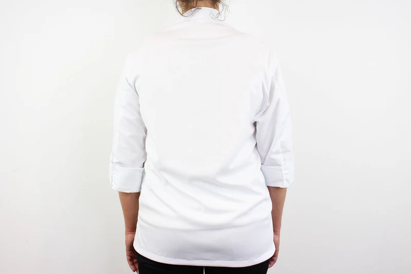 Veste de cuisine unisexe Egochef Ottavio Air Plus blanche 100% microfibre à manches longues