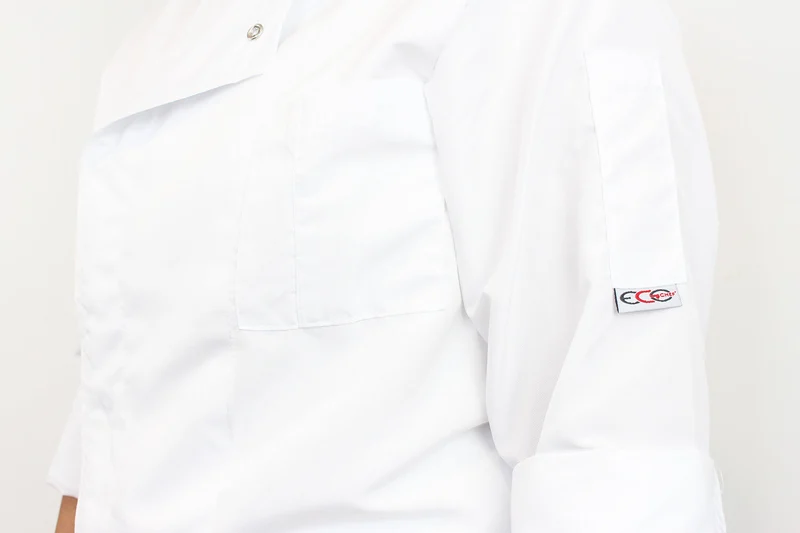 Veste de cuisine unisexe Egochef Ottavio Air Plus blanche 100% microfibre à manches longues