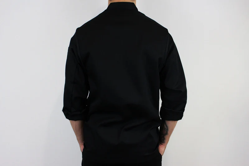 Veste de cuisine unisexe Egochef Cheap Air Plus noire polyester et coton à manches longues