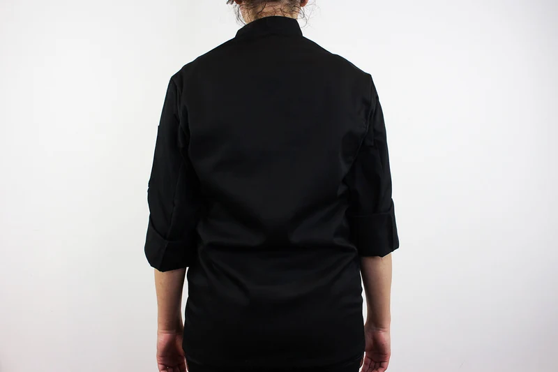 Veste de cuisine unisexe Egochef Cheap Air Plus noire polyester et coton à manches longues