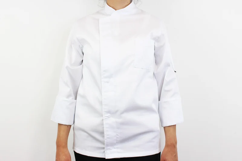 Veste de cuisine unisexe Egochef Cheap Air Plus blanche polyester et coton à manches longues