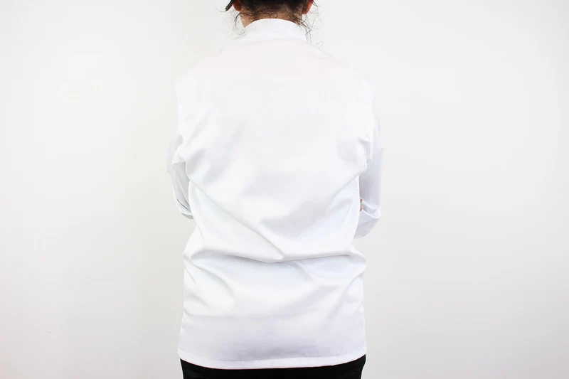 Veste de cuisine unisexe Egochef Cheap Air Plus blanche polyester et coton à manches longues