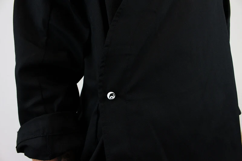 Veste de cuisine unisexe Egochef Sushi noire kimono polyester et coton à manches longues