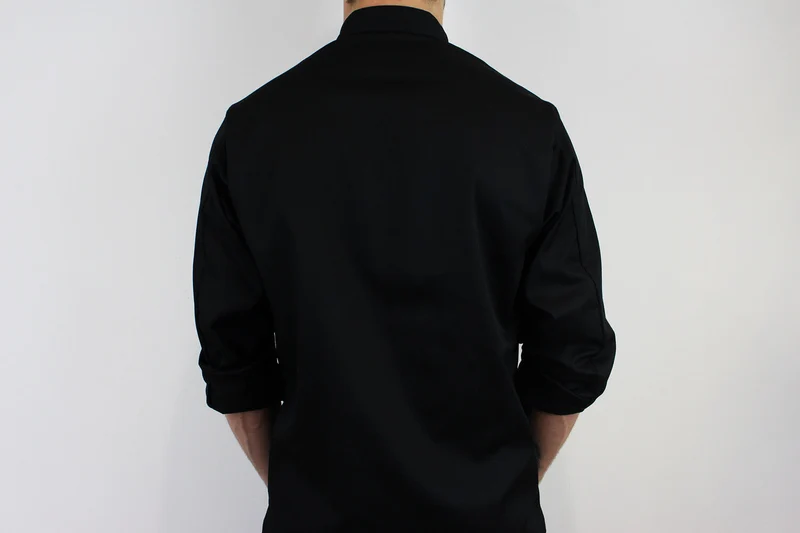 Veste de cuisine unisexe Egochef Safety noire polyester et coton à manches longues