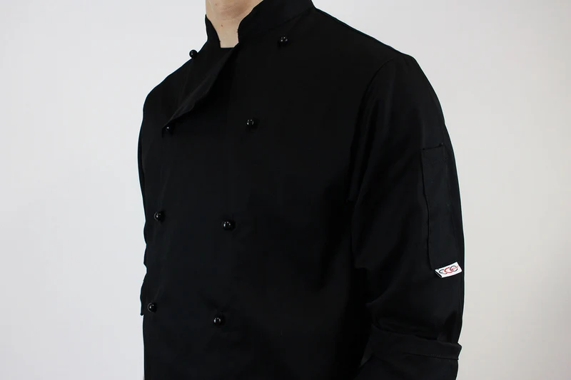 Veste de cuisine unisexe Egochef Safety noire polyester et coton à manches longues