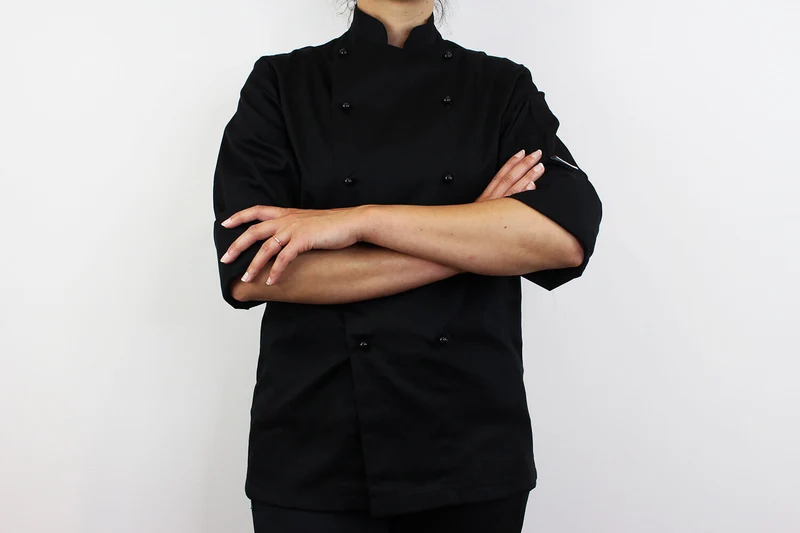 Veste de cuisine unisexe Egochef Safety noire polyester et coton à manches longues