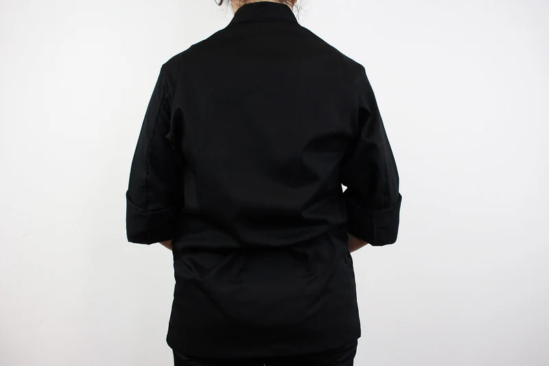 Veste de cuisine unisexe Egochef Safety noire polyester et coton à manches longues