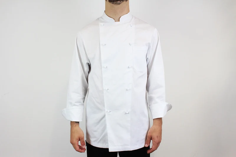Veste de cuisine unisexe Egochef Rex blanche 100% coton à manches longues