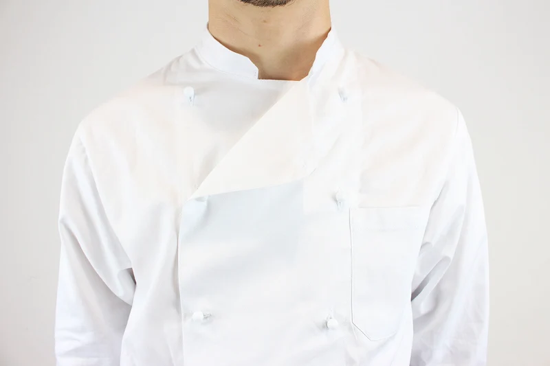 Veste de cuisine unisexe Egochef Rex blanche 100% coton à manches longues