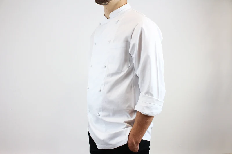 Veste de cuisine unisexe Egochef Rex blanche 100% coton à manches longues