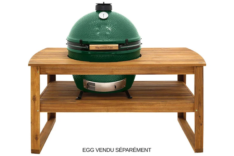 Table en bois d'eucalyptus pour barbecue Big Green Egg XLarge