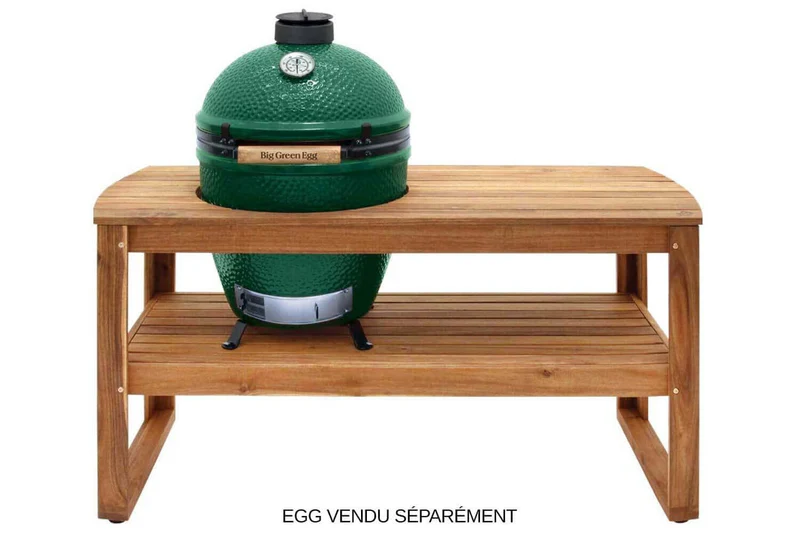 Table en bois d'eucalyptus pour barbecue Big Green Egg Large