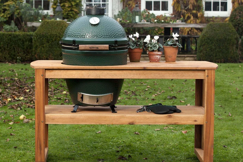 Table en bois d'eucalyptus pour barbecue Big Green Egg Large