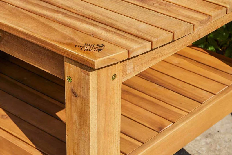 Table en bois d'eucalyptus pour barbecue Big Green Egg Large