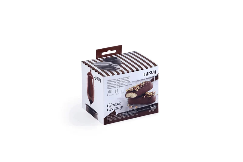 Set de 4 moules à glace Lékué Classic Creamy + pot en silicone noir