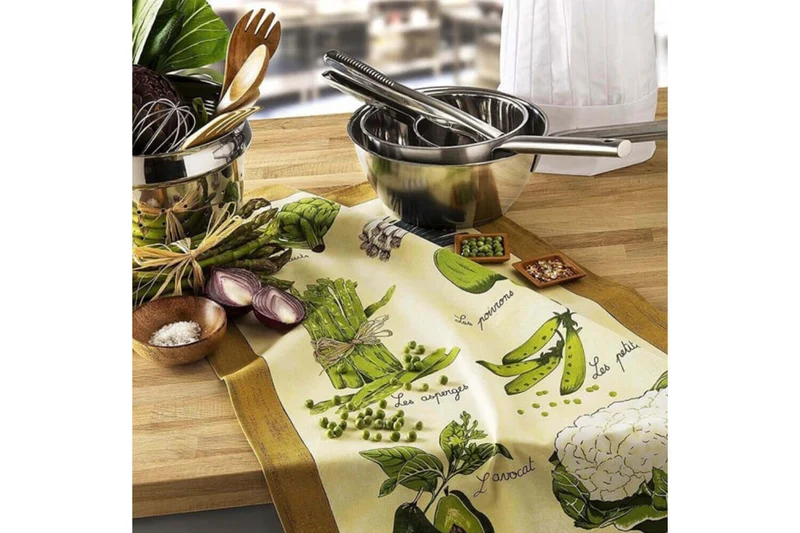 Torchon de cuisine Beauvillé Légumes Verts fabriqué en France 50x80cm
