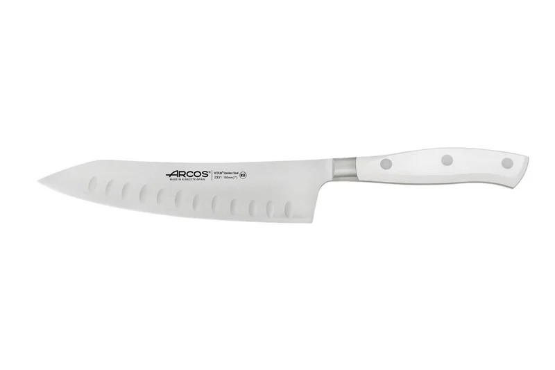 Couteau rocking santoku forgé Riviera White Arcos lame alvéolée 18cm