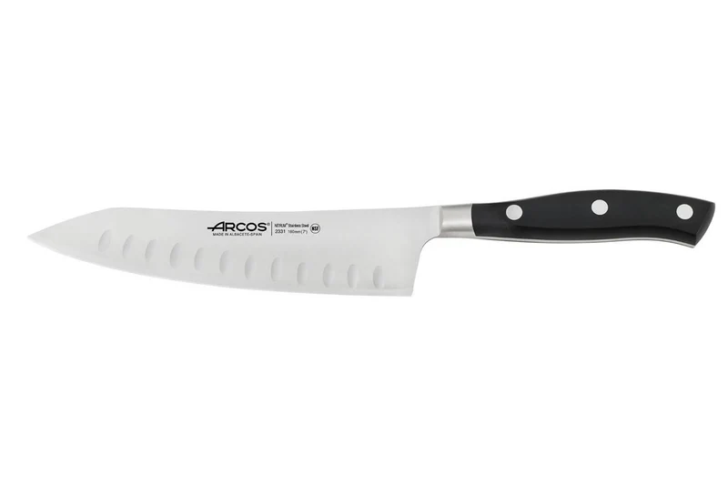 Couteau rocking santoku forgé Riviera Arcos lame alvéolée 18cm