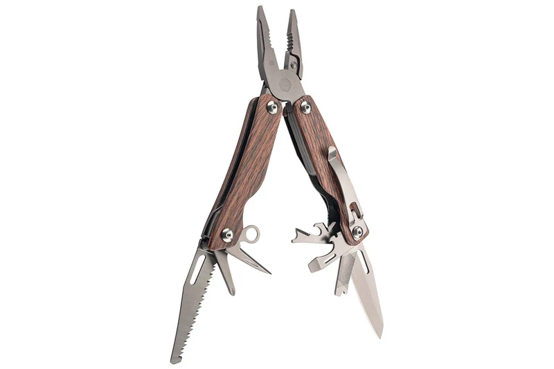 Pince multifonction Herbertz 106700 9 pièces inox revêtement titane manche aspect bois 10,2cm + étui nylon