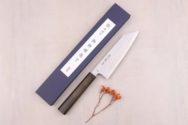 Couteau bunka 16,5cm japonais artisanal Sakai Kikumori TS10 en chêne noir