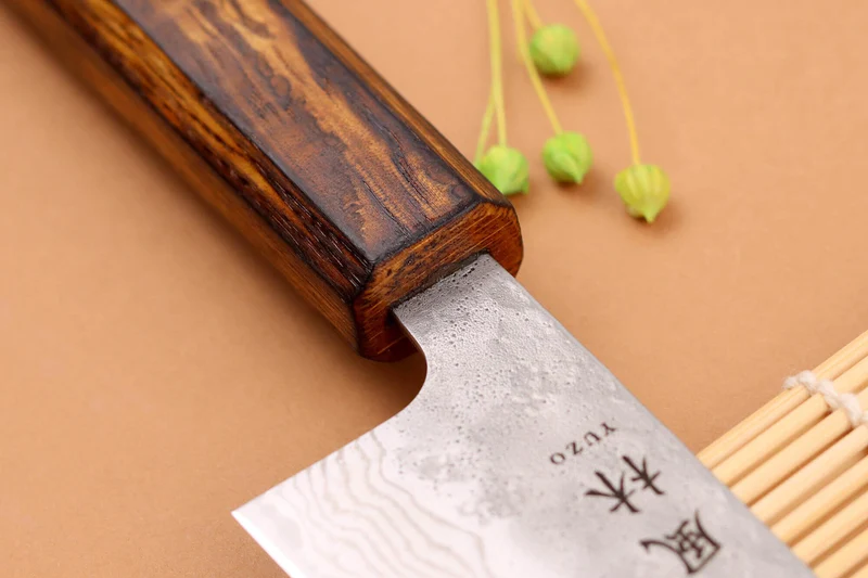 Couteau de chef 18cm japonais artisanal Yuzo Enju Damas 440C