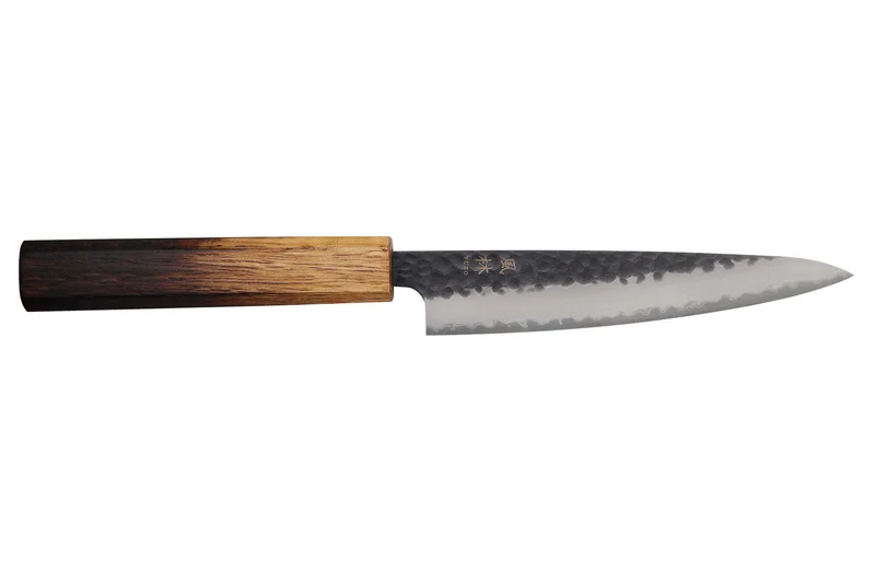 Couteau universel 13,5cm japonais artisanal Yuzo Black AS chêne brûlé