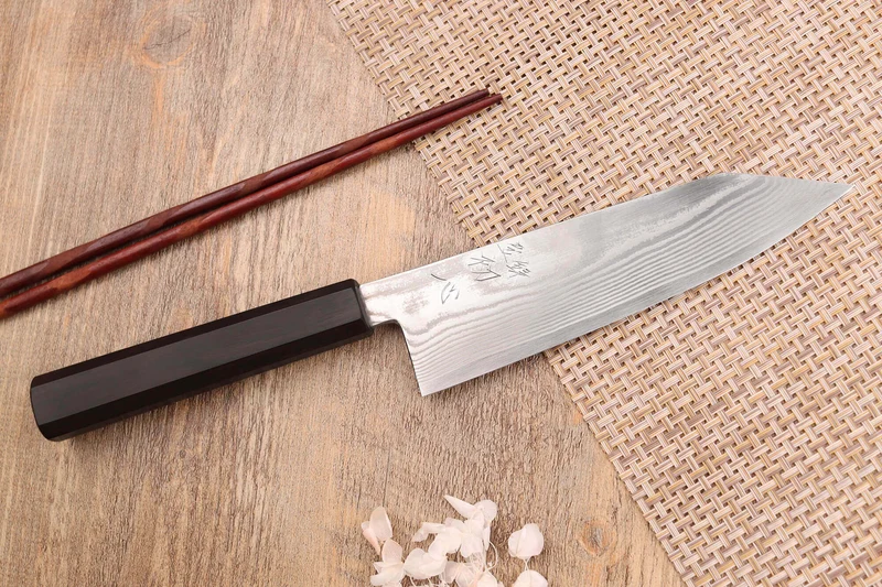 Couteau bunka 18cm japonais artisanal Hatsukokoro Ginsou Damas manche en ébène