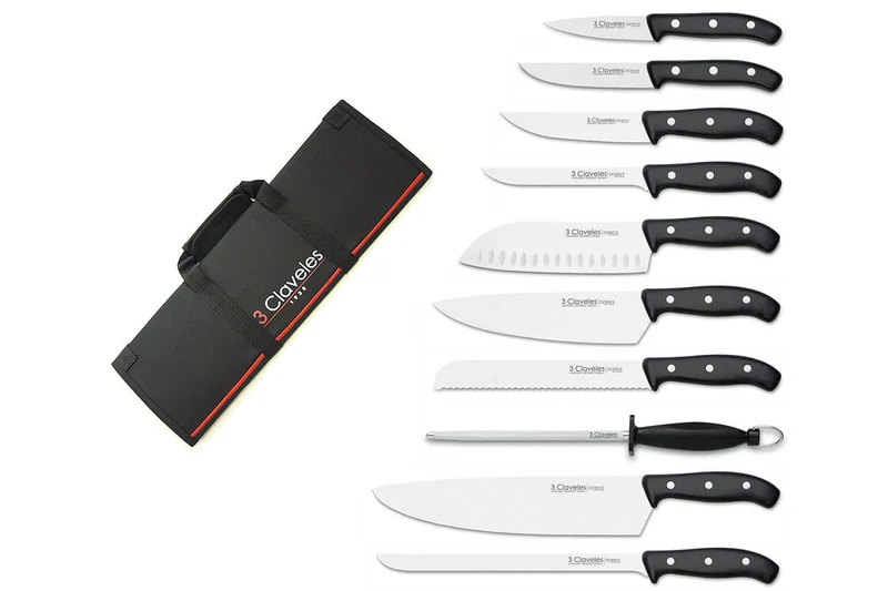 Malette de 9 couteaux DOMVS pour cuisiniers + fusil 3 Claveles