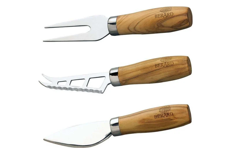 Set de 3 ustensiles à fromage Bérard fait main en bois d'olivier