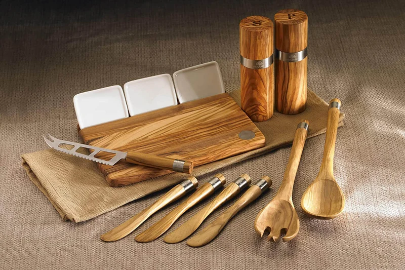 Set de 3 ustensiles à fromage Bérard fait main en bois d'olivier