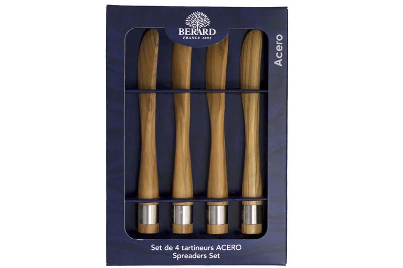 Set de 4 tartineurs Bérard Acero fait main en olivier 17cm