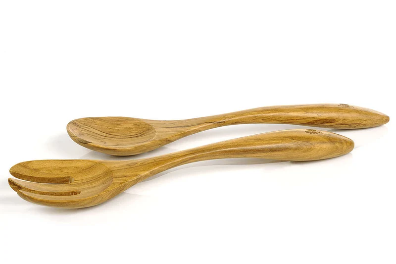 Couverts à salade Bérard Terra faits main en olivier 31,5cm