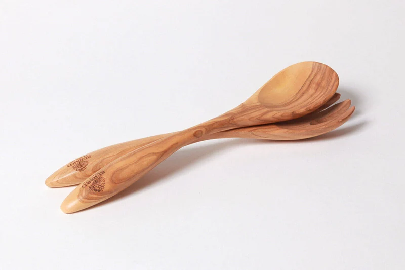 Couverts à salade Bérard Terra faits main en olivier 31,5cm