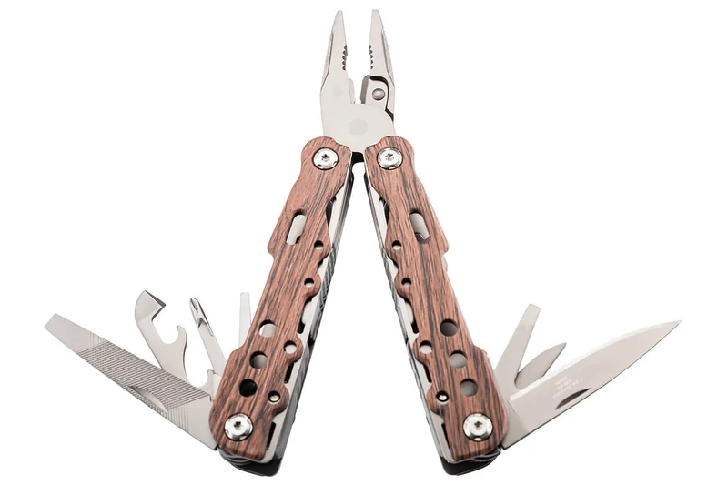 Pince multifonction Herbertz 106800 8 pièces inox revêtement titane manche façon bois + étui nylon